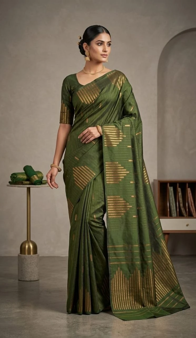 Peacock Green Shimmer Arani Vairaoosi Soft Silk Saree